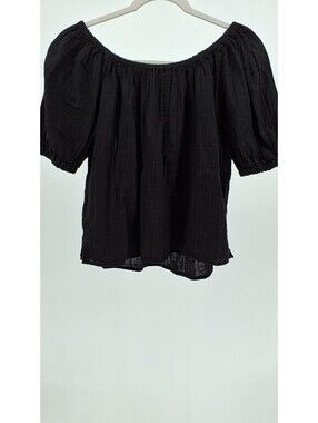 LOFT Black Off-Shoulder Smocked Top